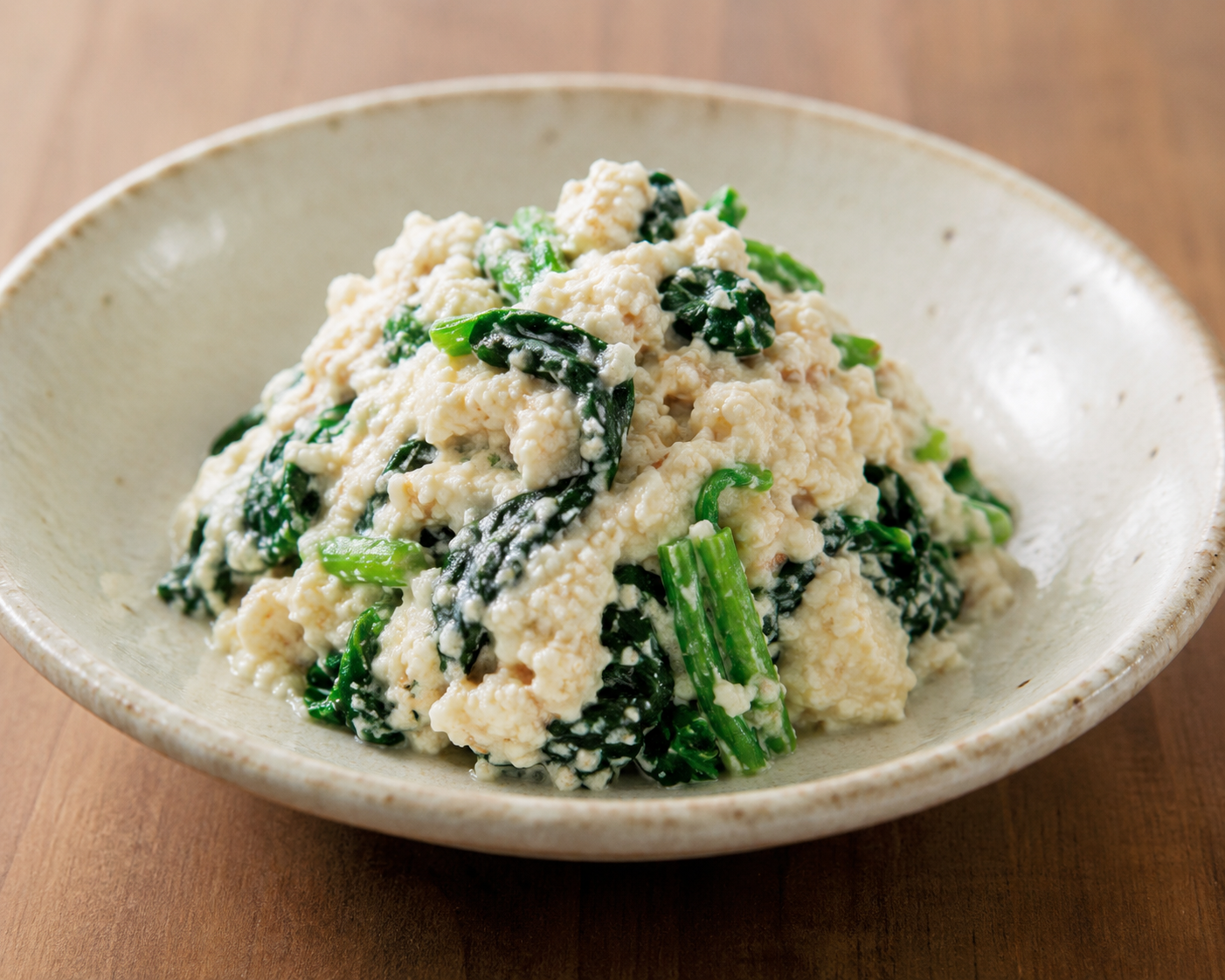 Classic shiraae tofu and sesame salad in a ceramic bowl