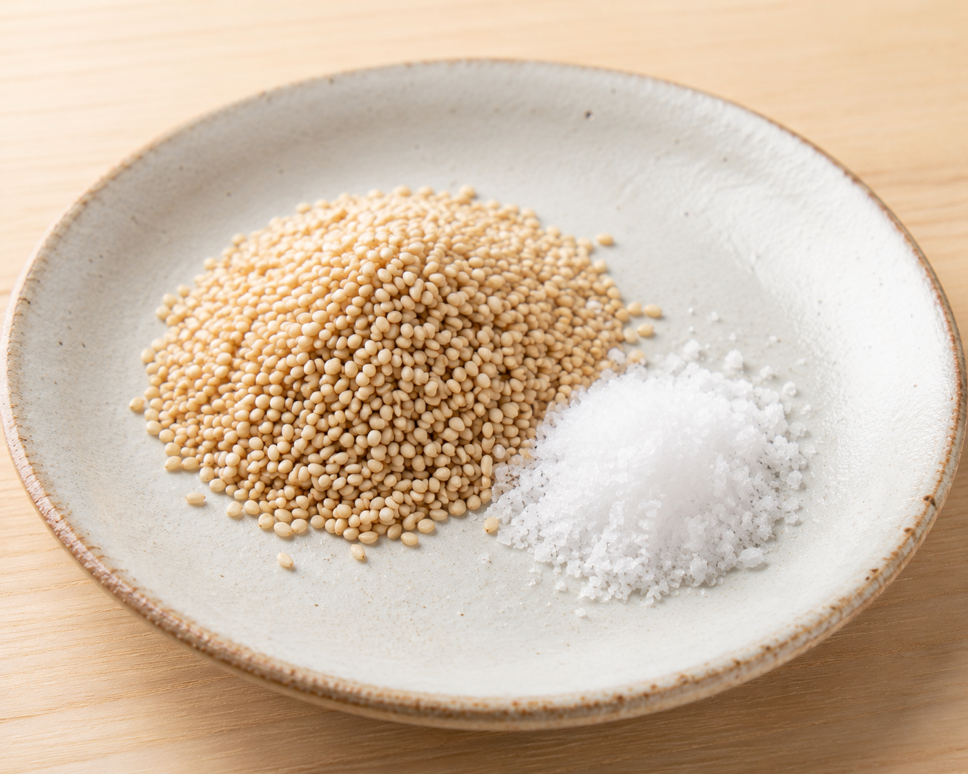 Gomasio sesame salt on a small plate